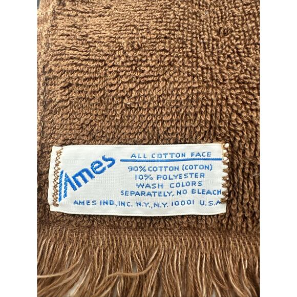 VTG Ames Embroidered Cowboy Saddle Brown Cotton Fringe Towel Set Of 2 - Picture 4 of 4